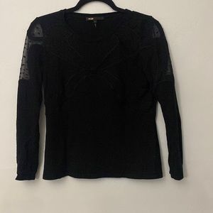 Maje long sleeve top sheer detail